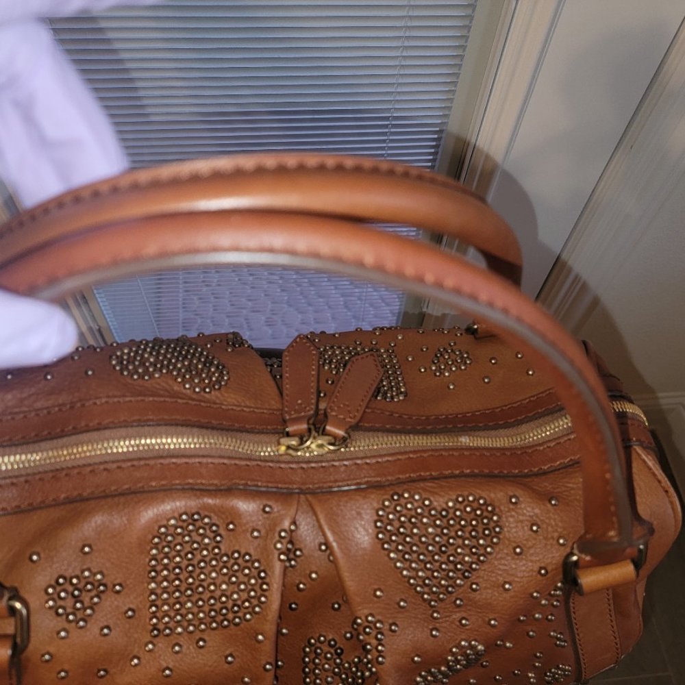 RARE BROWN BURBERRY Studded Heart Bag Brown Leather - Picture 7 of 15